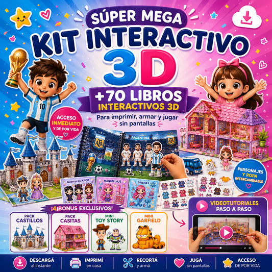 Super Mega Kit 70 Libros Interactivos 3D + Seleccion + Pack Castillos + Acceso Inmediato (Copia)