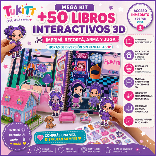 Mega Kit 50 Libros Interactivos 3D + Pack Casitas + Bonus Exclusivos + Acceso Inmediato